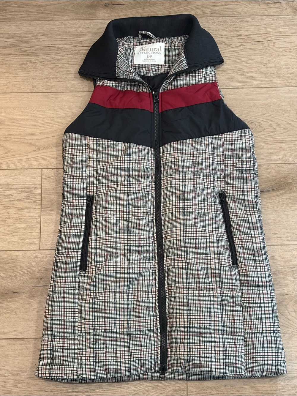 Natural Reflections Plaid Quilted Vest with Black & Red Accents